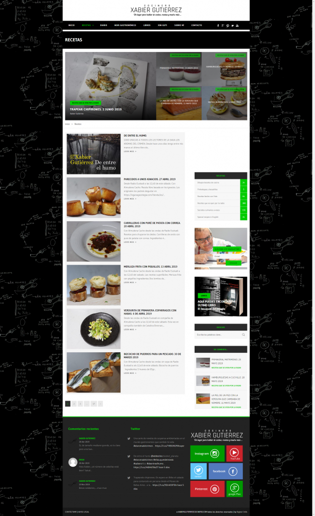 Website Xabier Gutierrez Cocinero | DIGITAL CHILLS Diseño & Marketing Digital