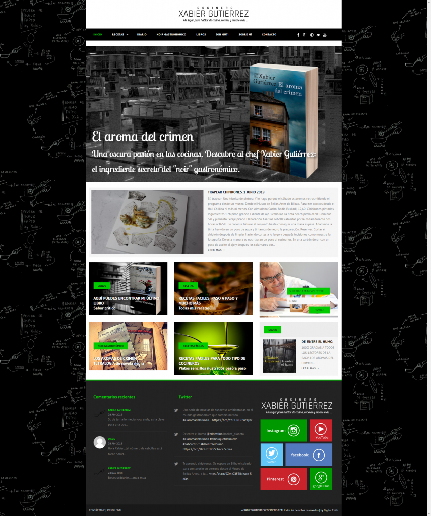 Website Xabier Gutierrez Cocinero | DIGITAL CHILLS Diseño & Marketing Digital