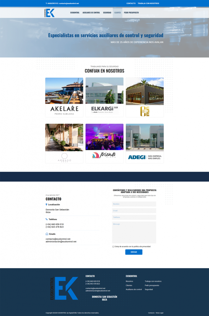 website Euskontrol | DIGITAL CHILLS Diseño & Marketing Digita