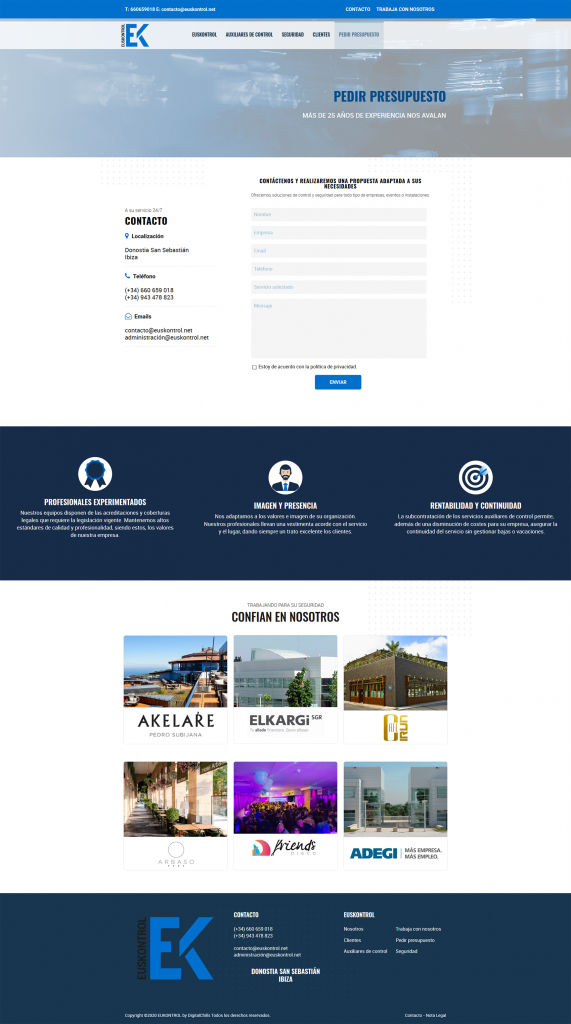 website Euskontrol | DIGITAL CHILLS Diseño & Marketing Digita