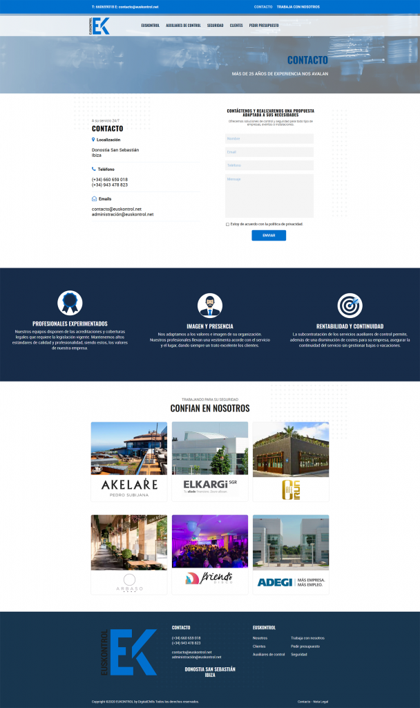 website Euskontrol | DIGITAL CHILLS Diseño & Marketing Digita